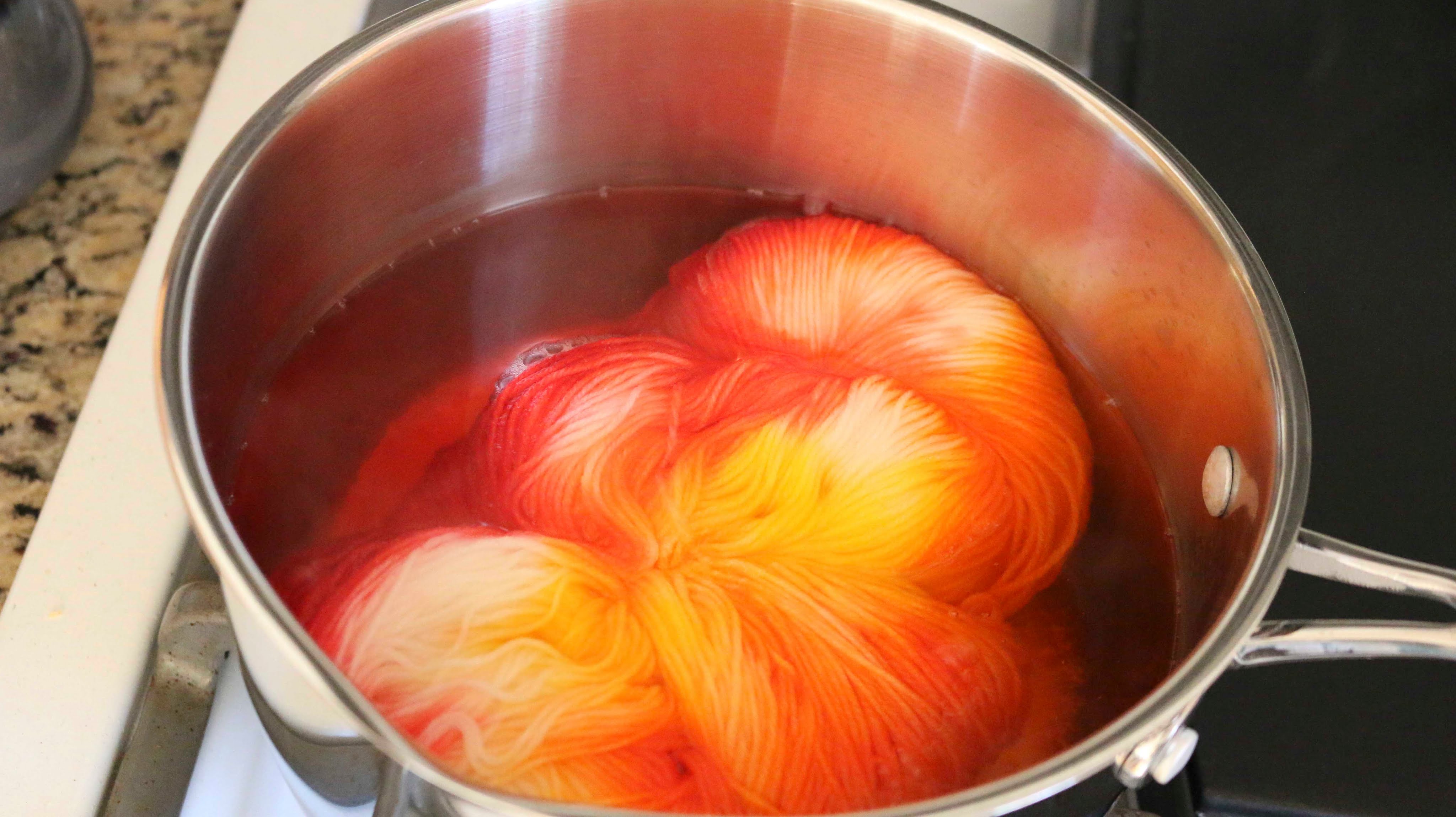 Space Dyeing a Twisted Skein of Yarn with Easter Egg Dye Pellets — All